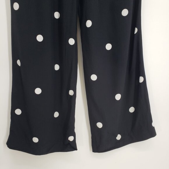 3/$25 LOFT Polka Dot Jumpsuit Pants XS Sleeveless Ruffle Trim Black - Picture 9 of 10